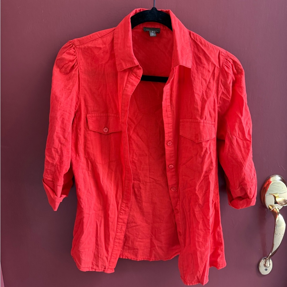 Vibrant Red Button-Up Shirt